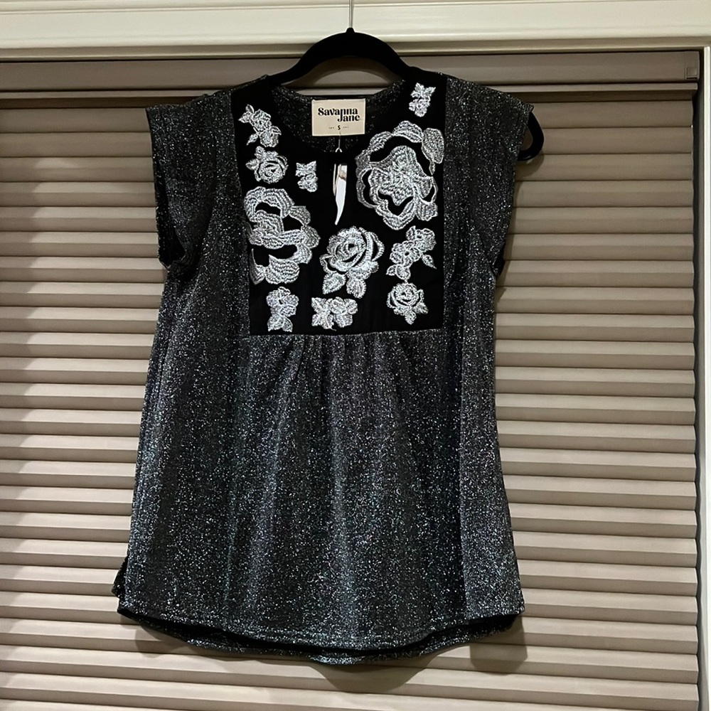 Lurex top with embroidery